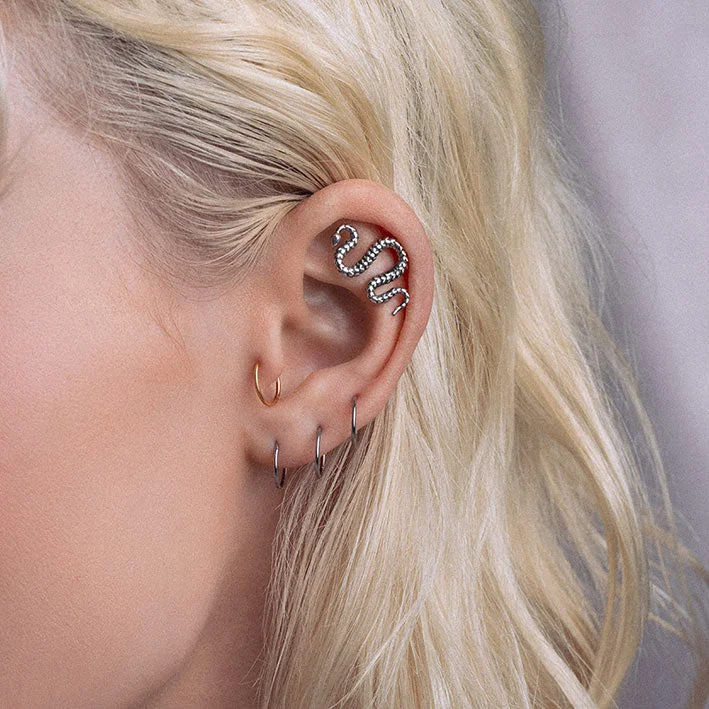 Women's Earrings – Elegant Designs for Every Personality--MINERVA. Snake Stud Earring - Silver