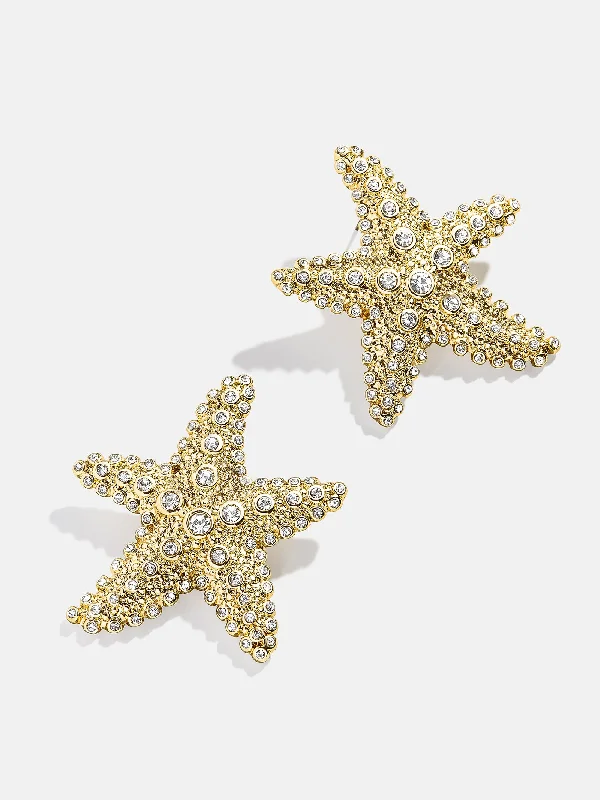 Women's Earrings – Elegant Designs for Every Personality--Sea Star Earrings - Gold/Pavé