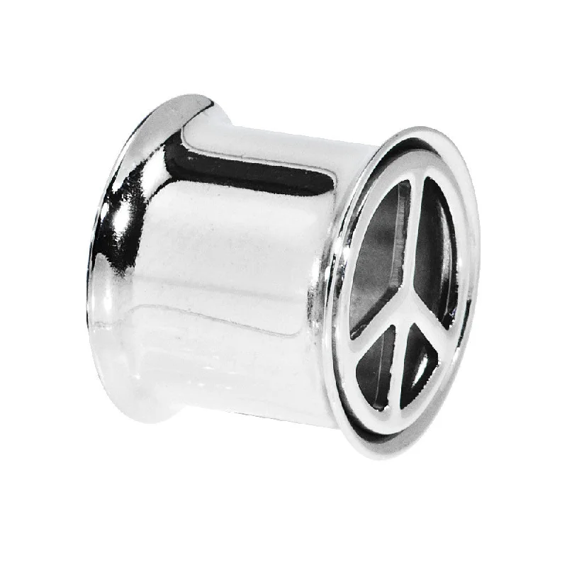 Women's Earrings – Elegant Designs for Every Personality--1/2 Stainless Steel Double Flare Peace Symbol Tunnel