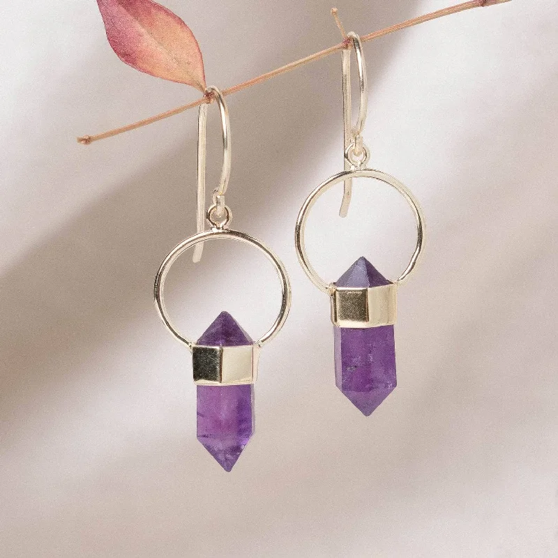 Women's Earrings – Elegant Designs for Every Personality--Amethyst Crystal Point Earrings Women's Earrings – Elegant Designs for Every Personality--Amethyst Crystal Point Earrings