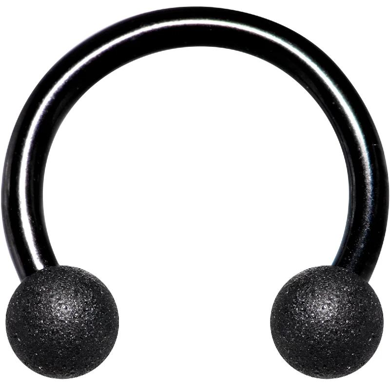 Bold Lip Rings for Confident Fashionistas14 Gauge 7/16 Black Color PVD Textured Horseshoe Circular Barbell Bold Lip Rings for Confident Fashionistas14 Gauge 7/16 Black Color PVD Textured Horseshoe Circular Barbell