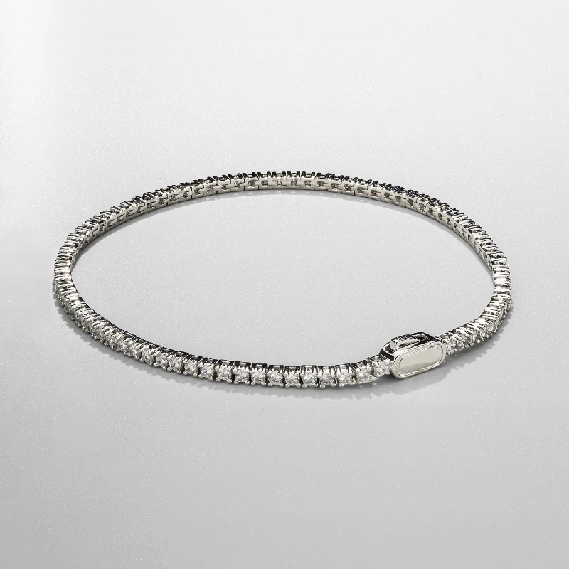 Men's Stylish Bracelets with Textured Design-Tennis Bracelet (Silver) 2mm
