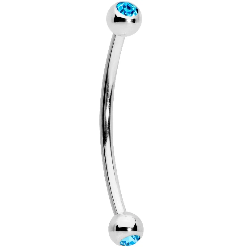 Women's Earrings – Elegant Designs for Every Personality--16 Gauge 5/8 Aqua Gem Ball End Curved Barbell