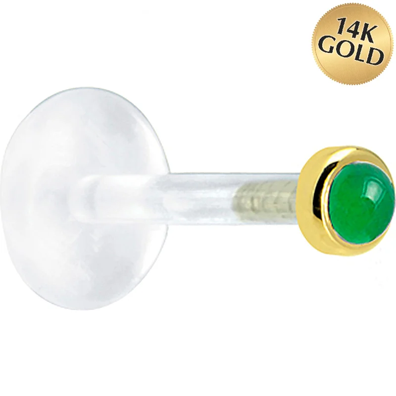 Women's Earrings – Elegant Designs for Every Personality--16 Gauge 1/4 Solid 14KT Yellow Gold 2mm Genuine Jade Bioplast Tragus Earring Stud Women's Earrings – Elegant Designs for Every Personality--16 Gauge 1/4 Solid 14KT Yellow Gold 2mm Genuine Jade Bioplast Tragus Earring Stud