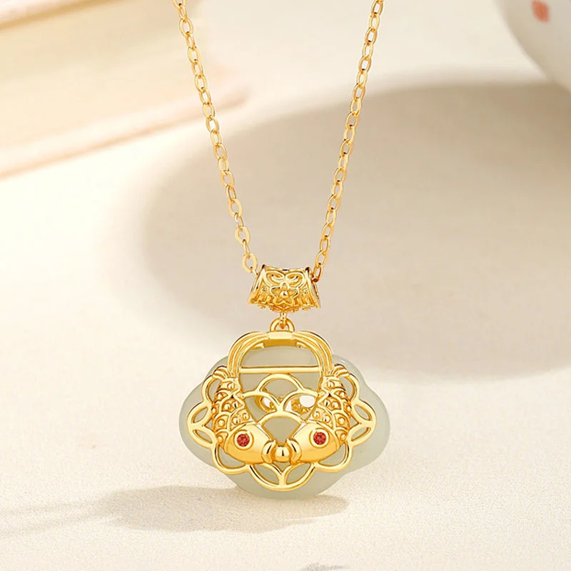 Shop Classic Women's Necklaces & Pendants with a Modern Twist-Buddha Stones 925 Sterling Silver Natural Hetian Jade Koi Fish Wealth Necklace Pendant Shop Classic Women's Necklaces & Pendants with a Modern Twist-Buddha Stones 925 Sterling Silver Natural Hetian Jade Koi Fish Wealth Necklace Pendant