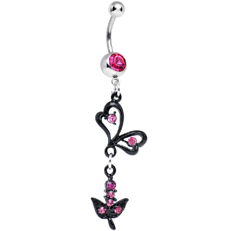 Belly Rings for Special Occasions -Pink Gem Dark Paradise Orchid Flower Dangle Belly Ring Belly Rings for Special Occasions -Pink Gem Dark Paradise Orchid Flower Dangle Belly Ring