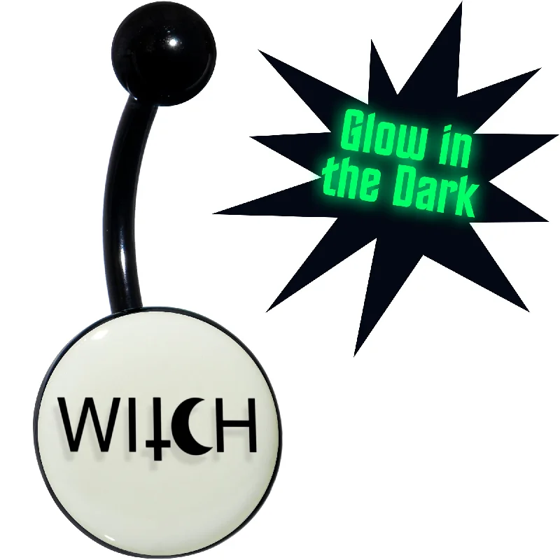 Trendy Belly Rings with Radiant Stones -Glow in the Dark Mystical Witch Belly Ring