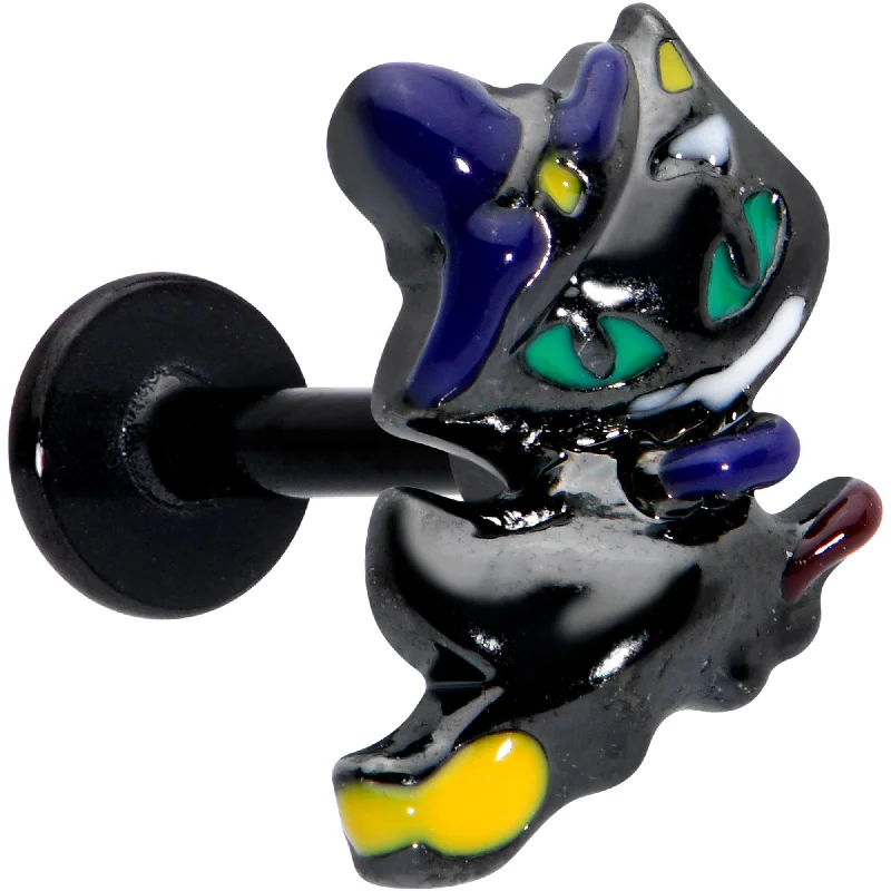 High-Quality Lip Rings for Piercings16 Gauge 5/16 Black Witch Cat Halloween Labret Monroe Tragus