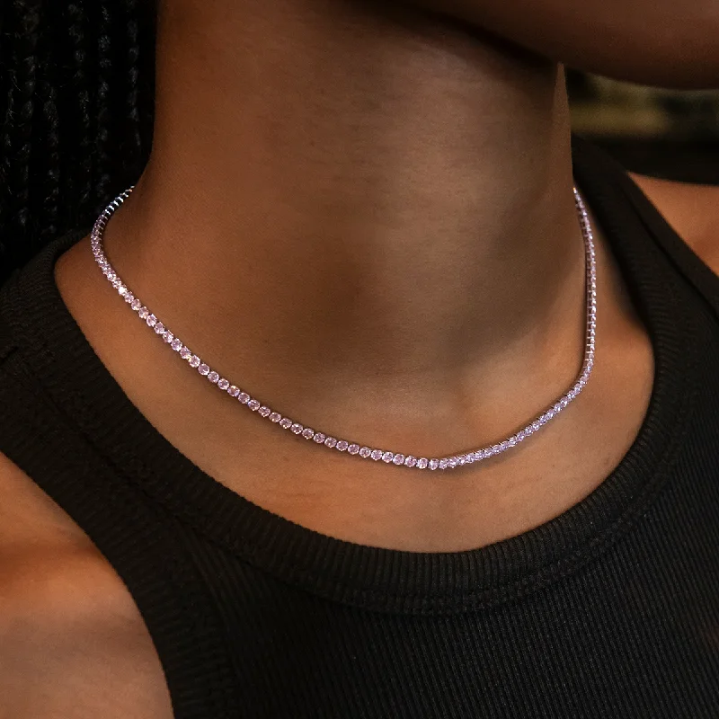 Shop Classic Women's  Necklaces & Pendants with a Modern Twist-Pink Diamond Micro Tennis Necklace