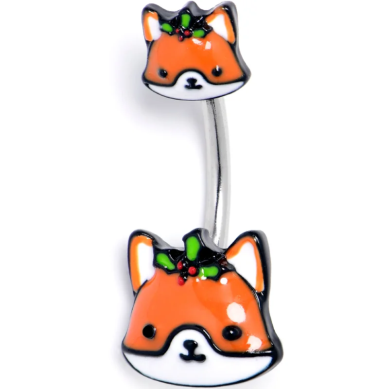 Unique Belly Rings for Creative Fashion -Holly Holiday Fox Double  Mount Belly Ring