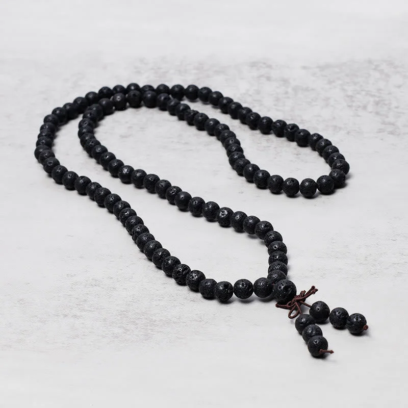 Men's Bracelets with Inspirational Messages-Buddha Stones 108 Natural Lava Rock Beads Prayer Mala Bracelet Necklace Men's Bracelets with Inspirational Messages-Buddha Stones 108 Natural Lava Rock Beads Prayer Mala Bracelet Necklace