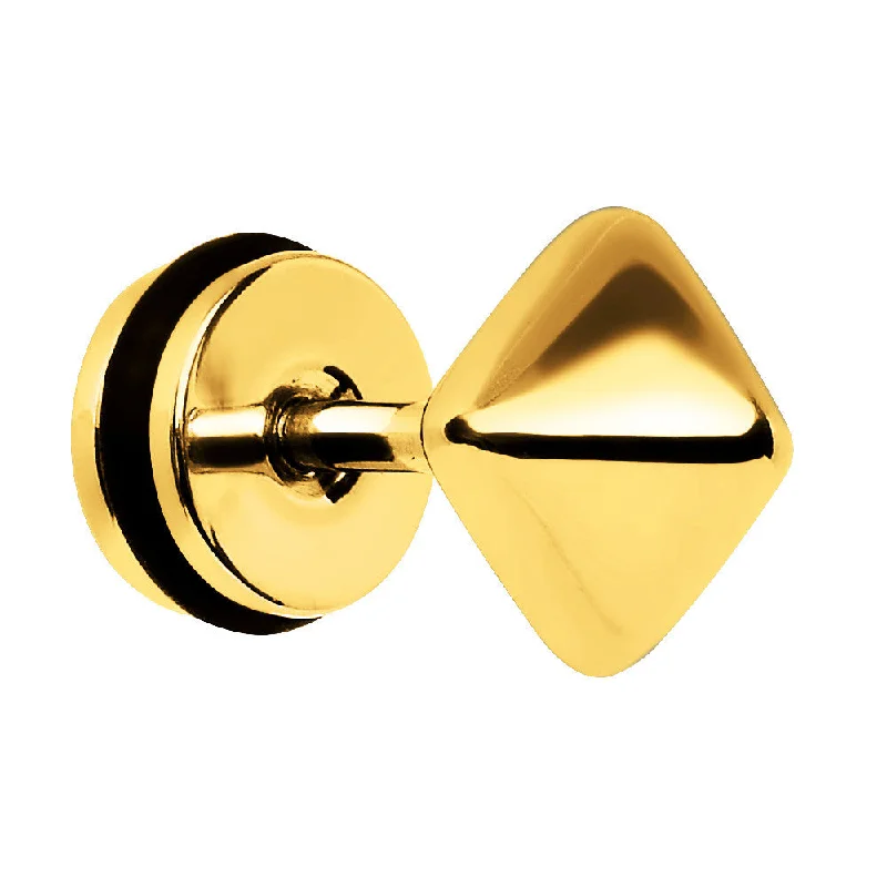 Women's Earrings – Elegant Designs for Every Personality--Gold Plated Pyramid Cheater Plug