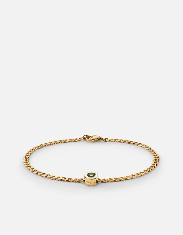 Leather Strap Bracelets for Men-Opus Chalcedony Type Chain Bracelet, Gold Vermeil/Green Leather Strap Bracelets for Men-Opus Chalcedony Type Chain Bracelet, Gold Vermeil/Green