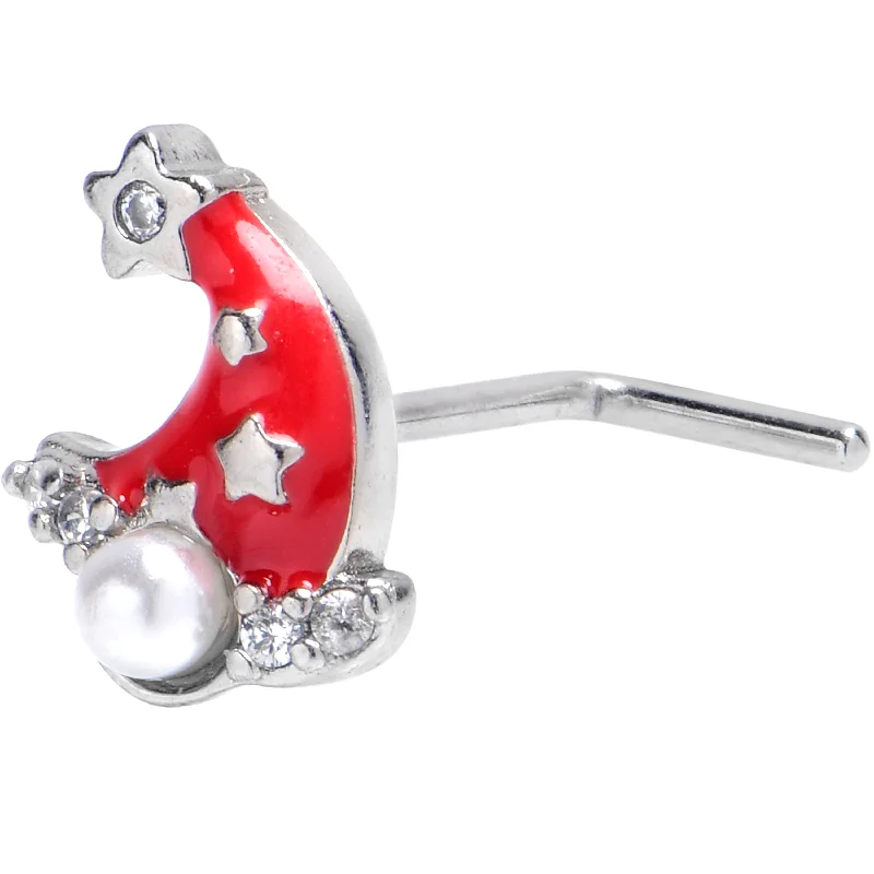 Stylish Nose Rings with Simple Designs -20 Gauge 7mm Clear Gem Santa Hat Stars Red L Shape Nose Ring Stylish Nose Rings with Simple Designs -20 Gauge 7mm Clear Gem Santa Hat Stars Red L Shape Nose Ring