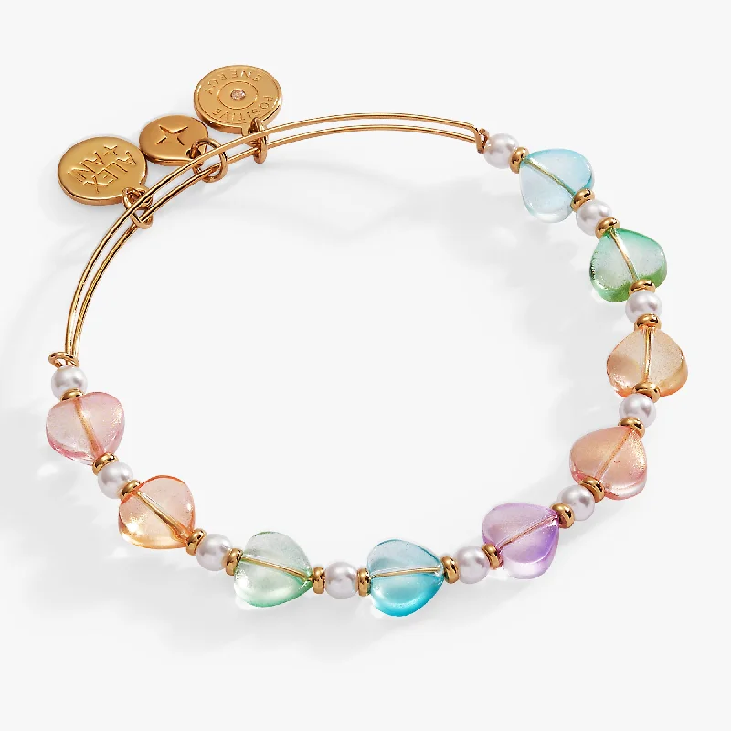 Women's Bangles with Crystal Accents-Colorful Heart Beaded Bangle
