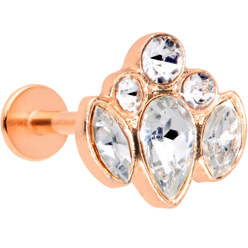 Classic Lip Rings with Delicate Touch16 Gauge 5/16 Clear Gem Rose Gold Tone Cluster Labret Monroe Tragus