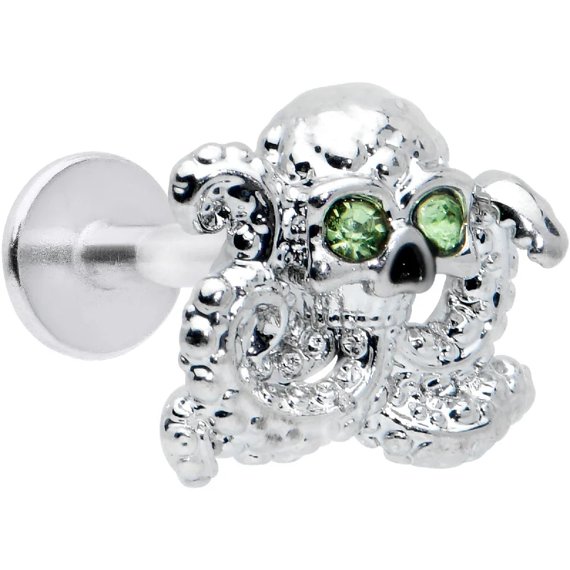 Comfortable Lip Rings with Gorgeous Shine16 Gauge 5/16 Clear Green Gem Sunglasses Octopus Labret Monroe Tragus