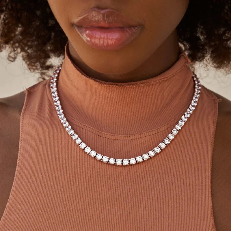 Shop Classic Women's Necklaces & Pendants with a Modern Twist-Diamond Tennis Necklace in Rose Gold- 5mm Shop Classic Women's Necklaces & Pendants with a Modern Twist-Diamond Tennis Necklace in Rose Gold- 5mm