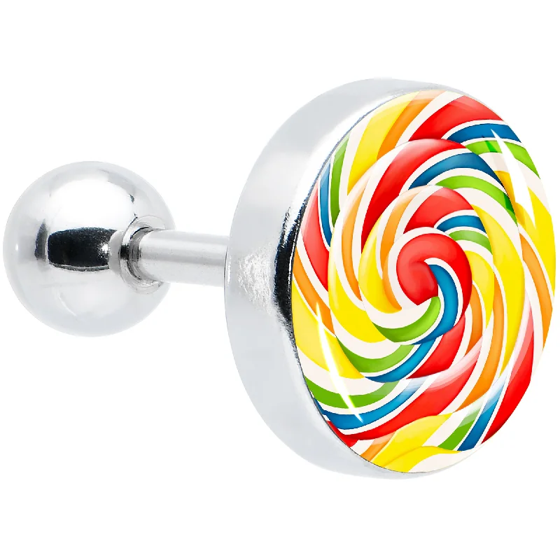 Women's Earrings – Elegant Designs for Every Personality--16 Gauge 1/4 Rainbow Swirl Lollipop Cartilage Tragus Earring