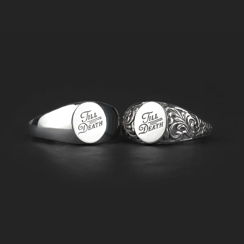 Chic Women's Rings for Fashion-Forward Looks-TILL DEATH. Promise Signet Ring