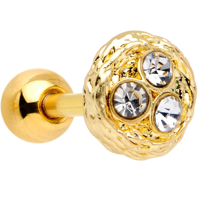 Women's Earrings – Elegant Designs for Every Personality--16 Gauge 1/4 Clear Gem Gold Tone Birds Nest Cartilage Tragus Earring