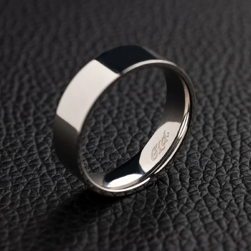 Chic Women's Rings for Fashion-Forward Looks-Flat Band Ring in White Gold