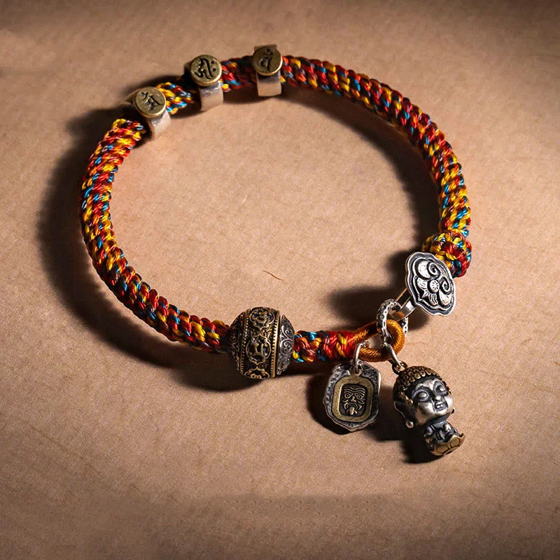 Personalized Gold Bangles for Women-Buddha Stones Handmade Tibetan 925 Sterling Silver Chinese Zodiac Natal Buddha Zakiram Goddess of Wealth Protection Multicolored Rope Braided Bracelet Personalized Gold Bangles for Women-Buddha Stones Handmade Tibetan 925 Sterling Silver Chinese Zodiac Natal Buddha Zakiram Goddess of Wealth Protection Multicolored Rope Braided Bracelet