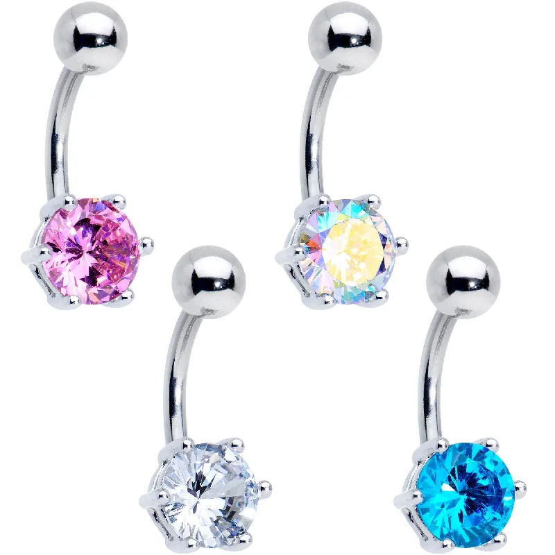Designer Belly Rings for Unique Style -Blue Purple Aurora Clear CZ Gem Belly Ring Set of 4 Designer Belly Rings for Unique Style -Blue Purple Aurora Clear CZ Gem Belly Ring Set of 4