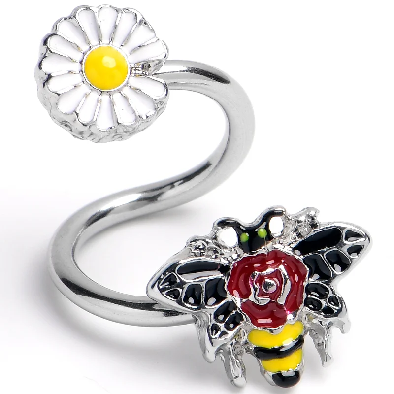 Women's Earrings – Elegant Designs for Every Personality--14 Gauge 3/8 Buzzing Bee Flower Spiral Twister Belly Ring Women's Earrings – Elegant Designs for Every Personality--14 Gauge 3/8 Buzzing Bee Flower Spiral Twister Belly Ring