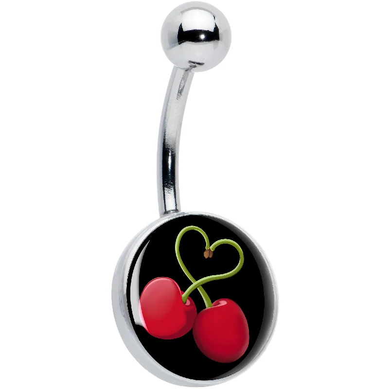 Custom Belly Rings for Unique Style -Cherry Heart Belly Ring