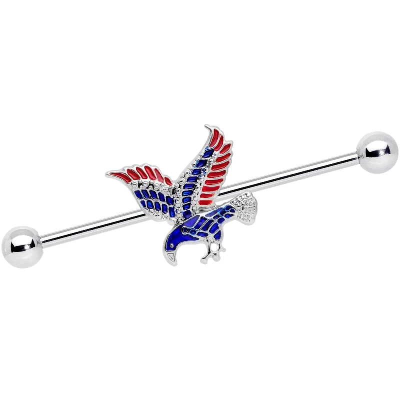 Women's Earrings – Elegant Designs for Every Personality--14 Gauge Red Blue Patriotic Eagle Industrial Barbell 38mm Women's Earrings – Elegant Designs for Every Personality--14 Gauge Red Blue Patriotic Eagle Industrial Barbell 38mm