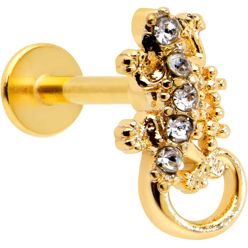 Lip Rings for Special Occasions16 Gauge 5/16 Clear Gem Gold Tone Luscious Lizard Labret Monroe Tragus