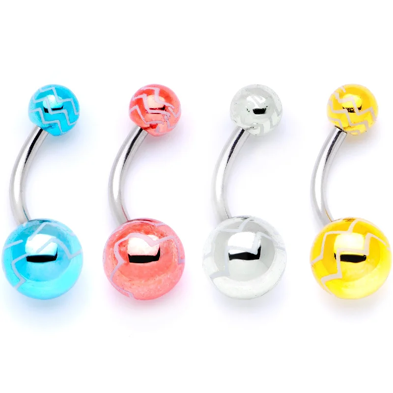 Stylish Belly Rings for Fashion-Forward Women -Parade of Summer Zig Zag Party Pack Belly Ring Set of 4 Stylish Belly Rings for Fashion-Forward Women -Parade of Summer Zig Zag Party Pack Belly Ring Set of 4