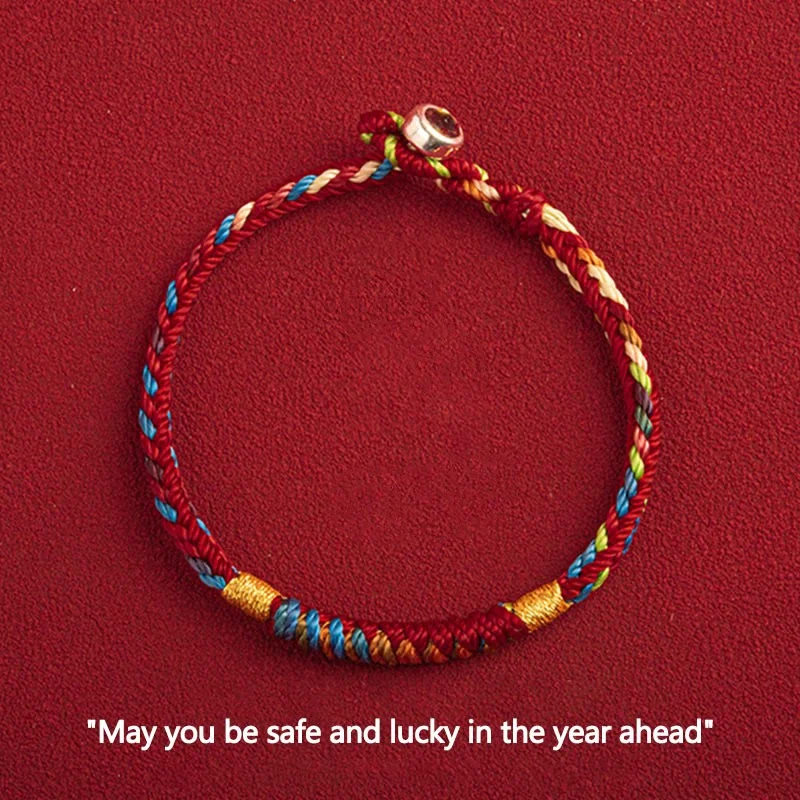 Bracelets for Men with Unique Metal Features-Buddha Stones "May You Be Safe And Lucky In The Year Ahead" Multicolored Bracelet