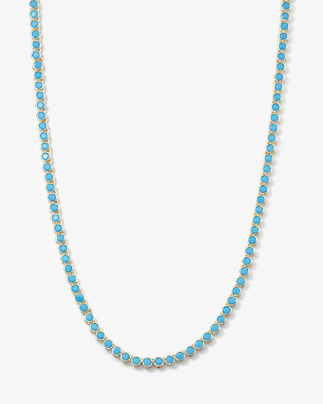 Shop Classic Women's Necklaces & Pendants with a Modern Twist-Baroness Tennis Necklace 15" - Gold|Turquoise Diamondettes Shop Classic Women's Necklaces & Pendants with a Modern Twist-Baroness Tennis Necklace 15" - Gold|Turquoise Diamondettes