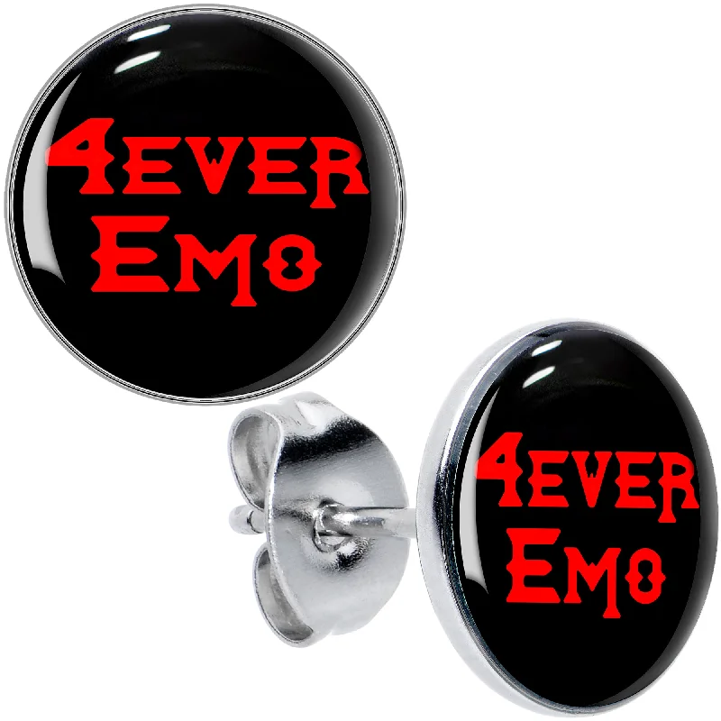 Women's Earrings – Elegant Designs for Every Personality--Black Red 4 Ever Emo Stud Earrings