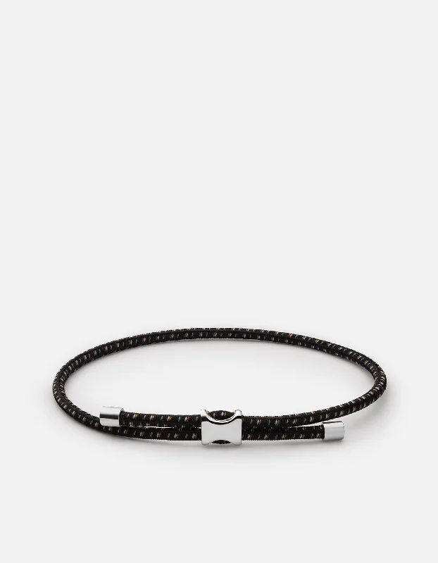Leather and Silver Bracelets for Men-Orson Pull Bungee Rope Bracelet, Sterling Silver Leather and Silver Bracelets for Men-Orson Pull Bungee Rope Bracelet, Sterling Silver