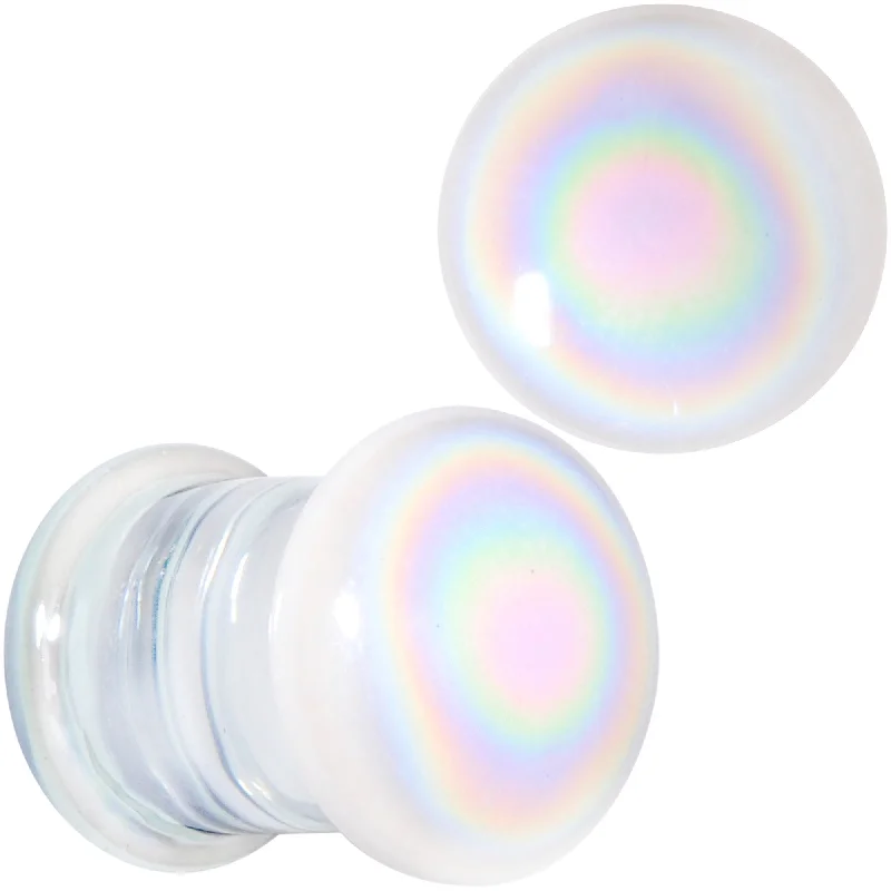 Women's Earrings – Elegant Designs for Every Personality--White Glass Radical Radiance Double Flare Plug Set 5mm to 19mm