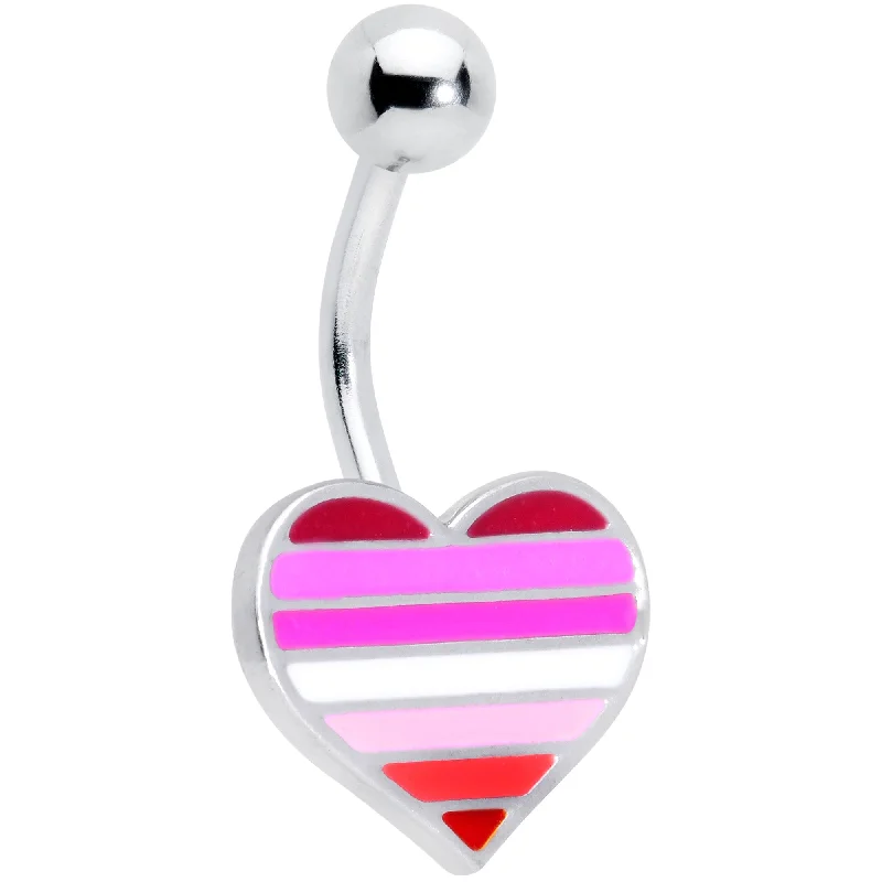 Stunning Belly Rings with Classic Design -Red Pink White Lesbian Pride Heart Belly Ring Stunning Belly Rings with Classic Design -Red Pink White Lesbian Pride Heart Belly Ring