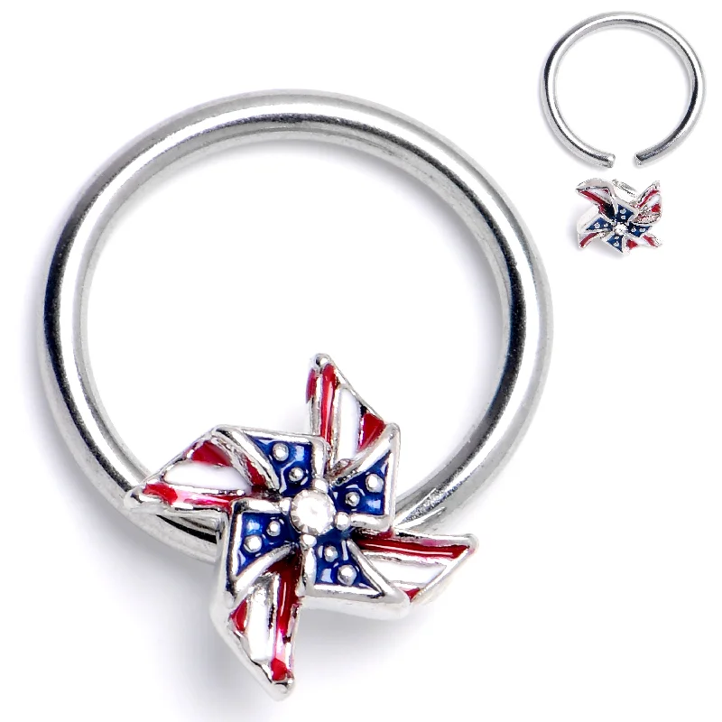 Women's Earrings – Elegant Designs for Every Personality--16 Gauge 3/8 Clear Gem Festive Patriot Pinwheel BCR Captive Ring Women's Earrings – Elegant Designs for Every Personality--16 Gauge 3/8 Clear Gem Festive Patriot Pinwheel BCR Captive Ring