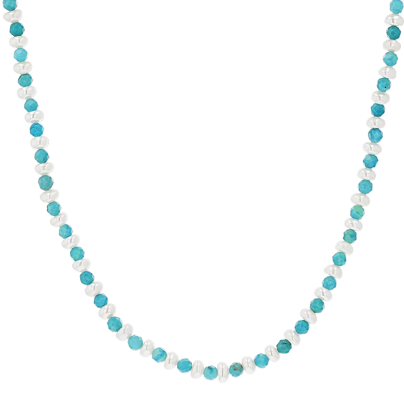Shop Classic Women's Necklaces & Pendants with a Modern Twist-Turquoise Magnesite & Pearl Beaded Necklace Shop Classic Women's Necklaces & Pendants with a Modern Twist-Turquoise Magnesite & Pearl Beaded Necklace