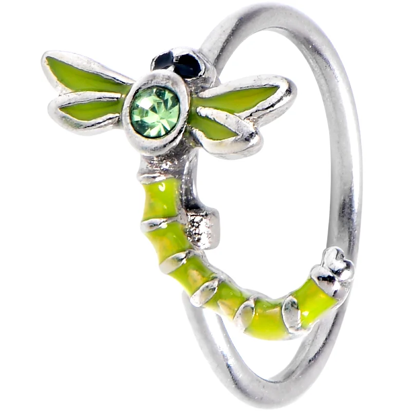Elegant Nose Rings with Shiny Gems -20 Gauge 5/16 Green Gem Dragonfly Green Nose Hoop Elegant Nose Rings with Shiny Gems -20 Gauge 5/16 Green Gem Dragonfly Green Nose Hoop