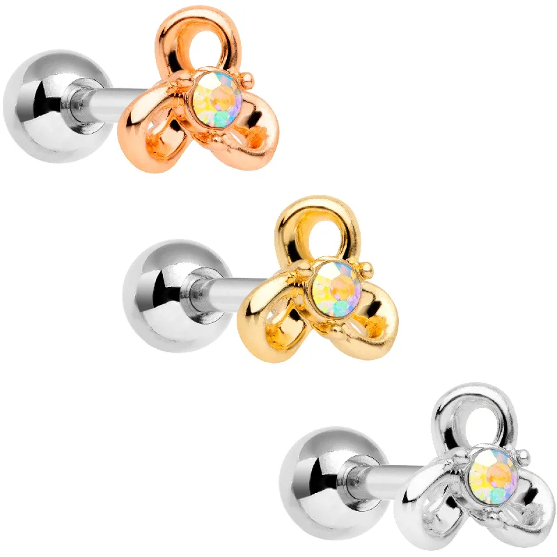 Women's Earrings – Elegant Designs for Every Personality--16 Gauge 1/4 Aurora Gem Flower Cartilage Tragus Earring Set of 3 Women's Earrings – Elegant Designs for Every Personality--16 Gauge 1/4 Aurora Gem Flower Cartilage Tragus Earring Set of 3