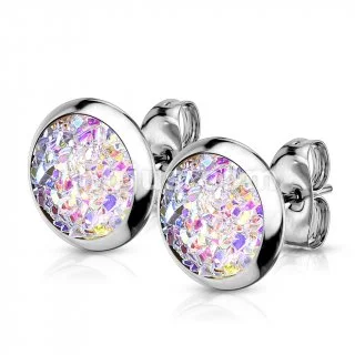 Women's Earrings – Elegant Designs for Every Personality--8mm Aurora Synthetic Druzy Stone 316L Stainless Steel Stud Earrings Women's Earrings – Elegant Designs for Every Personality--8mm Aurora Synthetic Druzy Stone 316L Stainless Steel Stud Earrings