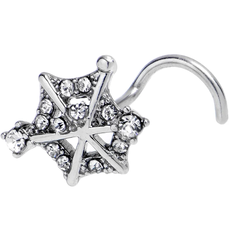 Nose Rings for Men and Women -20 Gauge 7mm Clear Gem Spiderweb Goth Left Side Nose Screw Nose Rings for Men and Women -20 Gauge 7mm Clear Gem Spiderweb Goth Left Side Nose Screw