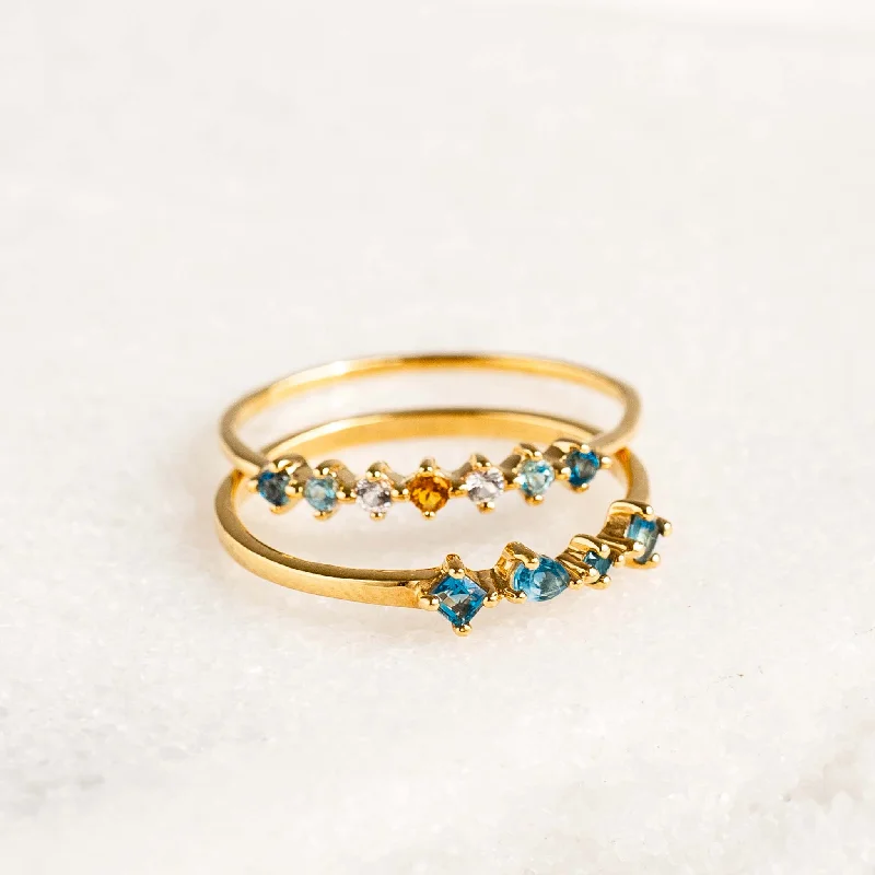 Chic Women's Rings for Fashion-Forward Looks-Dainty Gemstone Ring Set