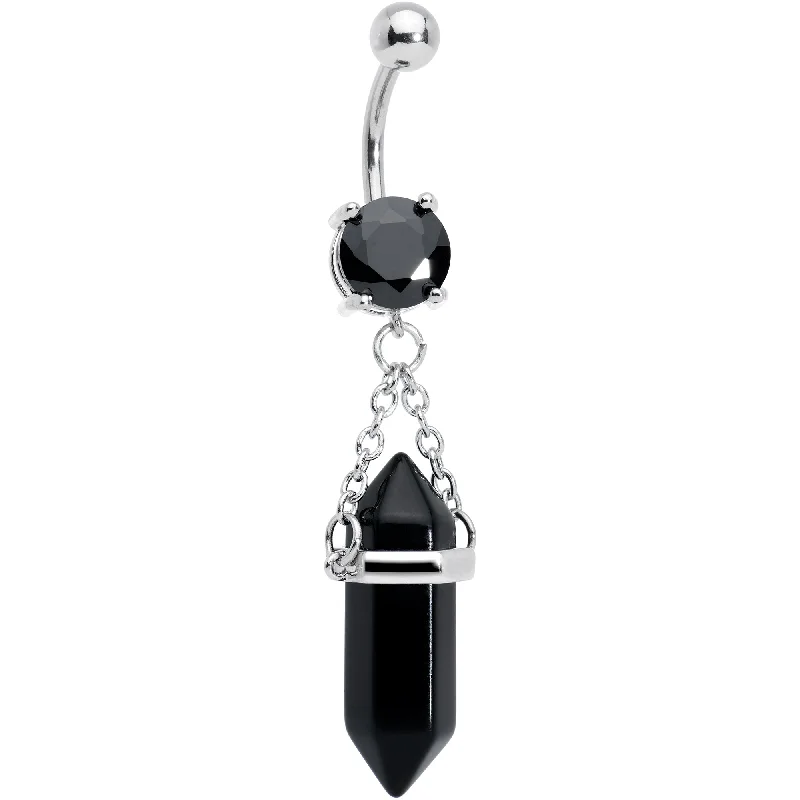 Trendy Belly Rings for Bold Fashionistas -Black Onyx Stone Stone Hippie Dangle Belly Ring Trendy Belly Rings for Bold Fashionistas -Black Onyx Stone Stone Hippie Dangle Belly Ring