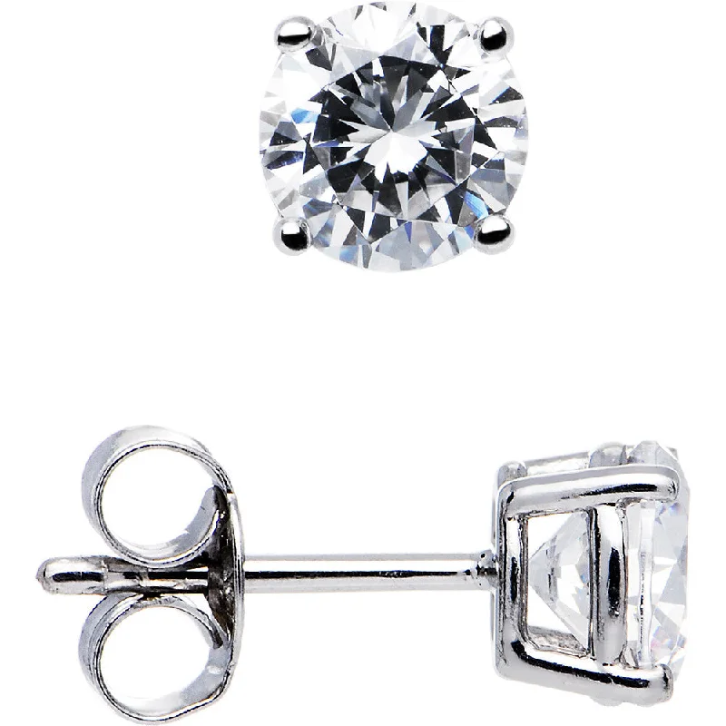 Women's Earrings – Elegant Designs for Every Personality--Sterling Silver .80 ct Basket-Set Cubic Zirconia Stud Earrings