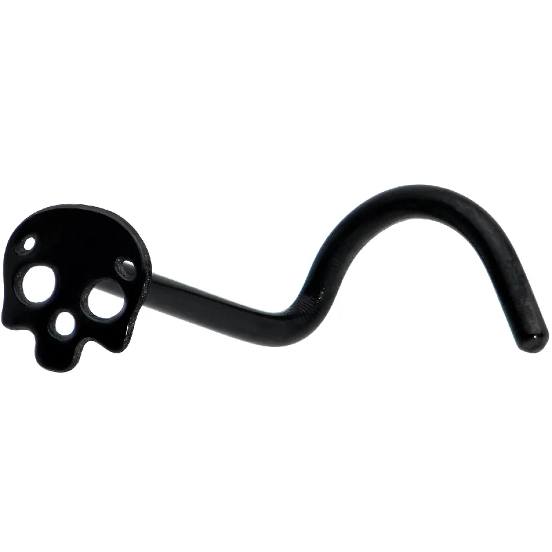 Nose Rings with Cool Patterns -Black Anodized Titanium Skull Nose Ring