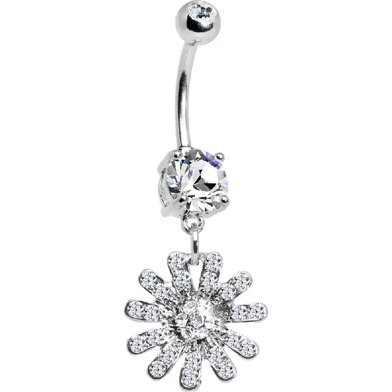 Comfortable Belly Rings for Fashion Forward -Crystalline Gem Gerber Daisy Flower Belly Ring Comfortable Belly Rings for Fashion Forward -Crystalline Gem Gerber Daisy Flower Belly Ring